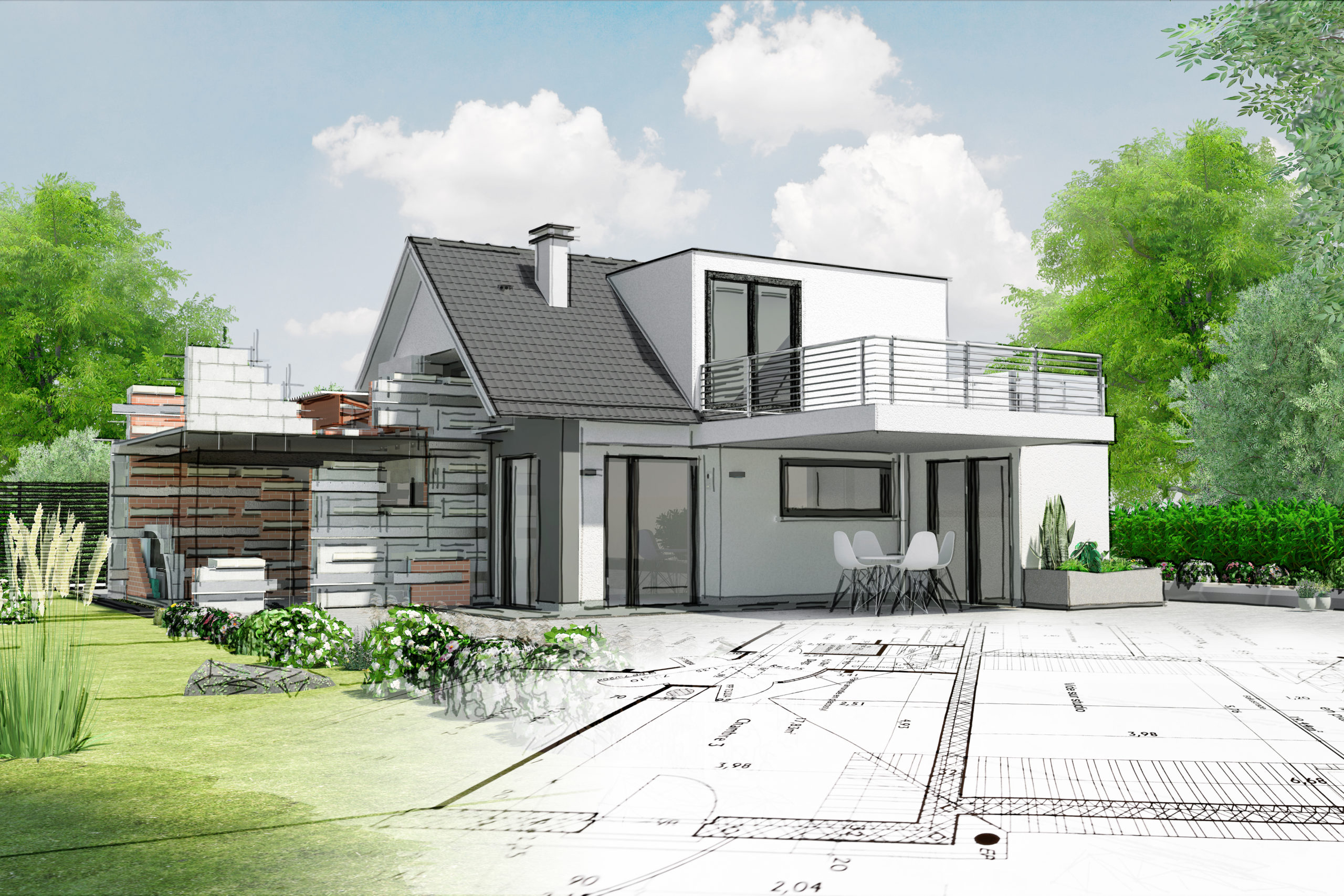 Esquisse de maison par architecte nowoczesny budynek